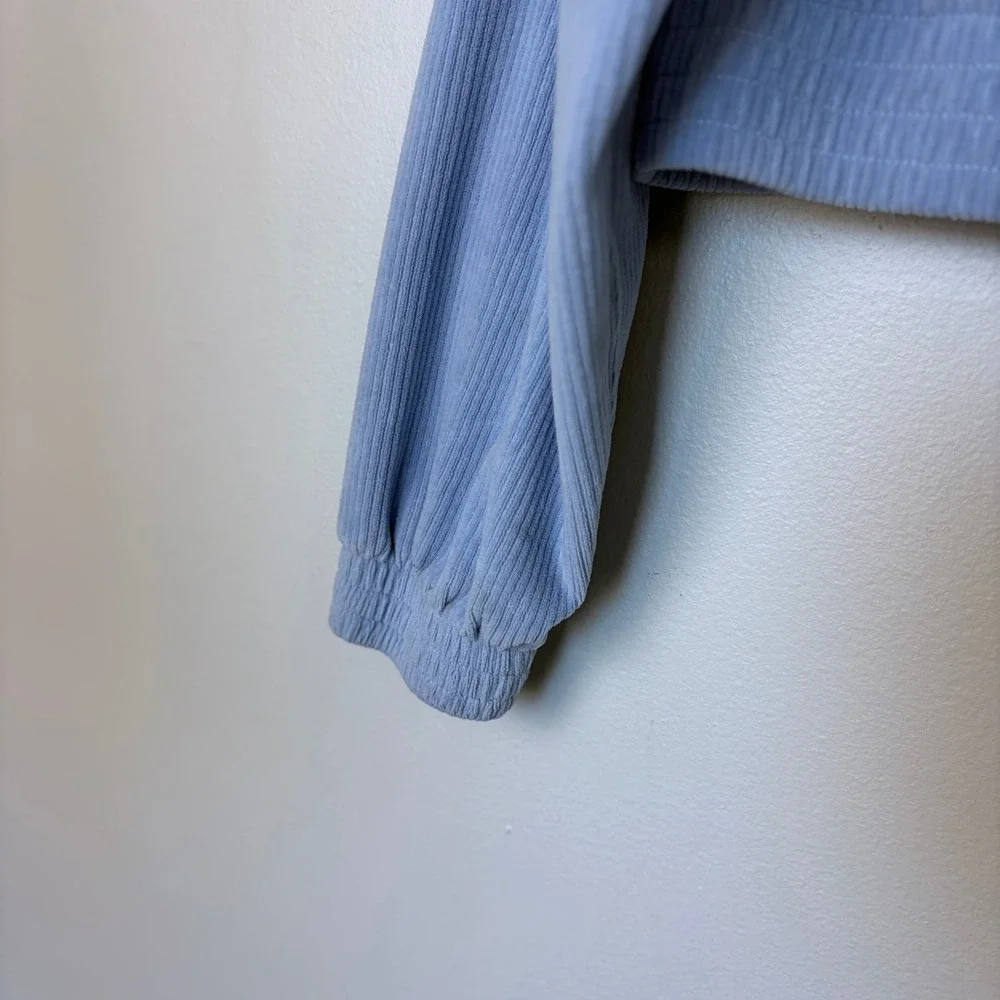 Aerie Groove-On Velour Crop Jacket Monaco Blue Casual Cozy Soft Girl Size Small